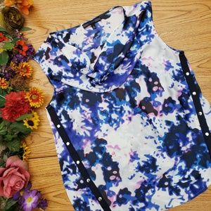 Fiorenza Purple White Scoopneck Sleeveless Top